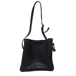 Portland Leather Butterfly Bucket Crossbody Shoulder Bag Midnight Navy Blue